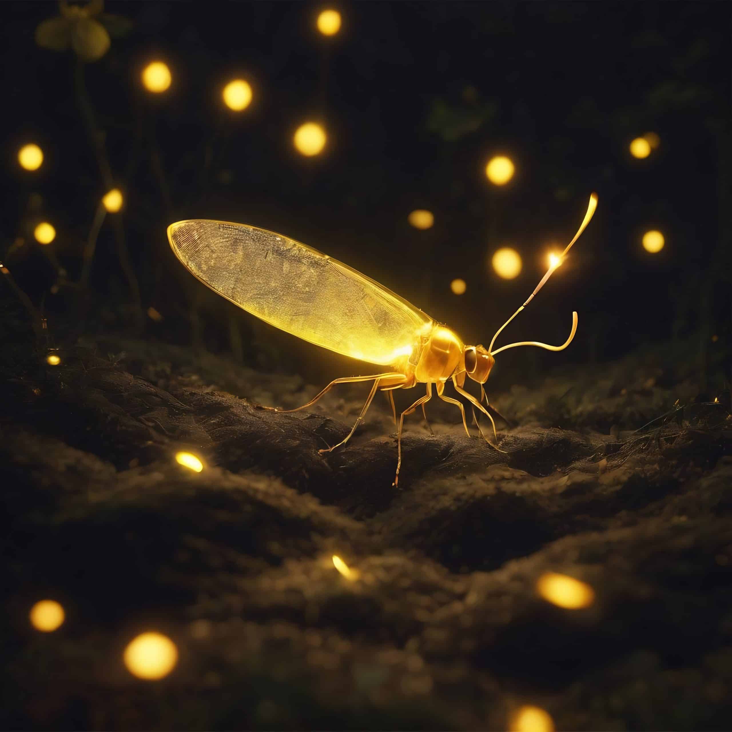 spreading-gold-dot-firefly-dark-night-3d-rendering